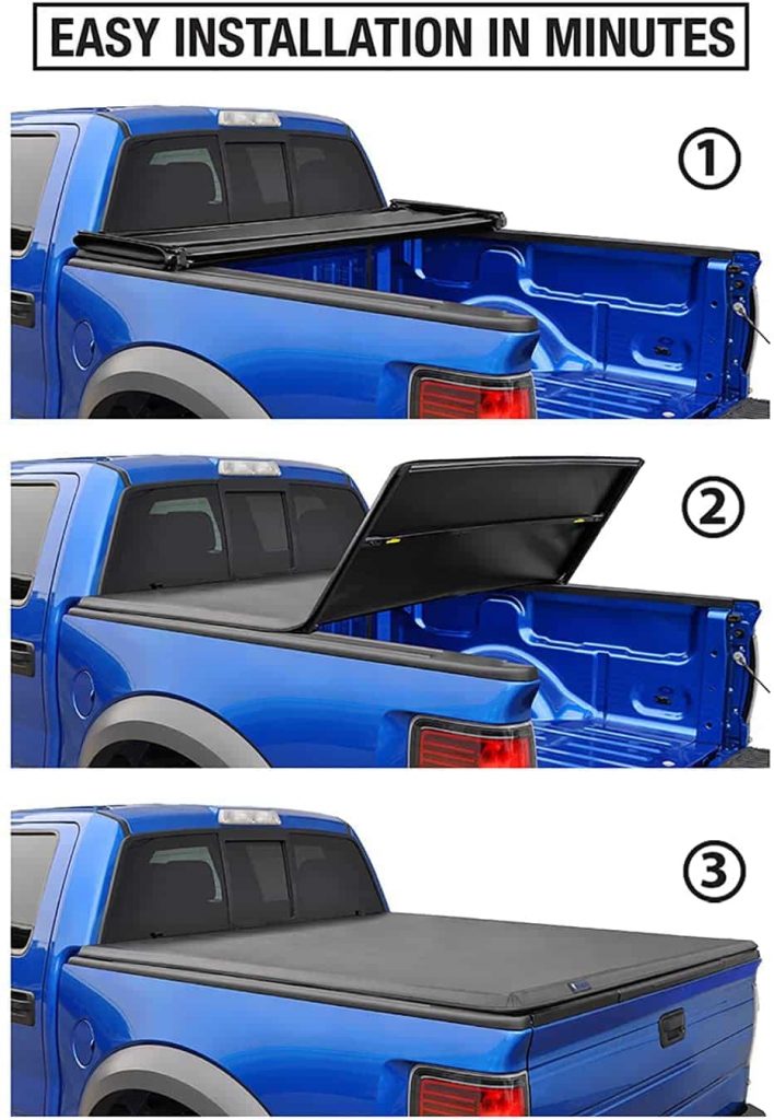 Tyger Auto T3 Soft Tri-Fold Truck Bed Tonneau Cover folding mechanism