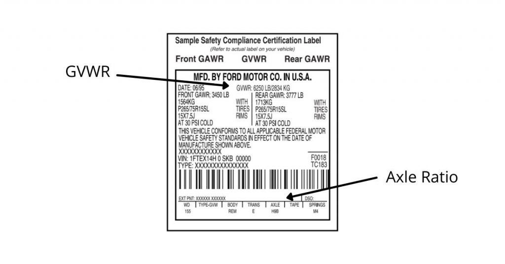 2005 ford f150 certification label for axle ratio
