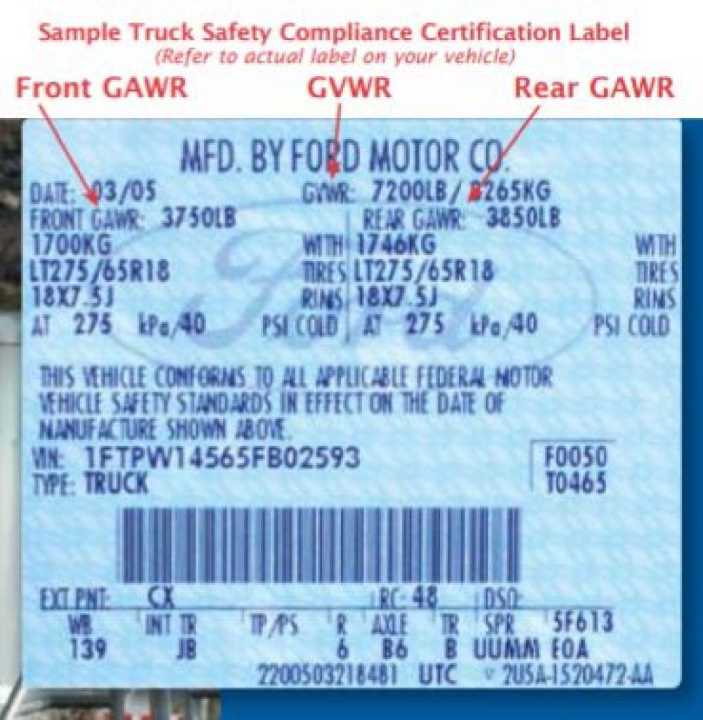 2006 Ford F150 certification label
